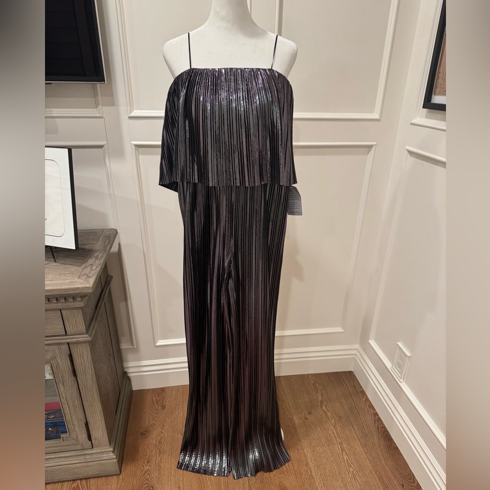 NWT Amanda Uprichard gunmetal strapless jumpsuit. Size XS